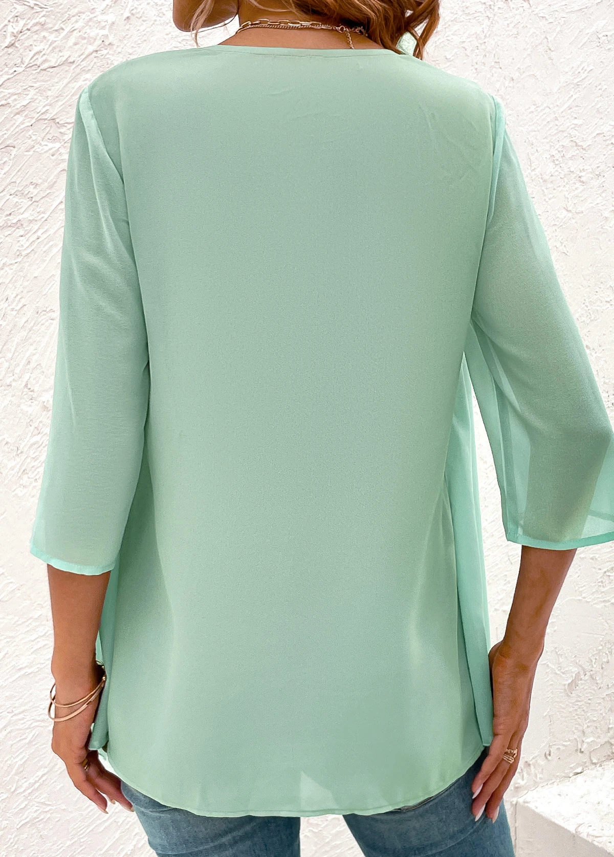 Mint Green Lace Fake 2in1 Blouse 4 Mint Green Lace Fake 2in1 Blouse - Image 2