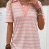 Pink Eyelet Short Sleeve Shirt Collar Blouse -UrbanLayer Store 331876 P 16859293103783
