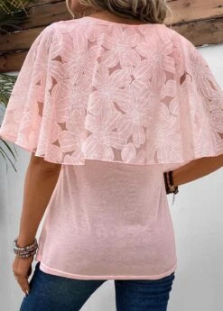 Pink Button Half Sleeve Round Neck Blouse 8 Pink Button Half Sleeve Round Neck Blouse -UrbanLayer Store 331877 P 16859293047151