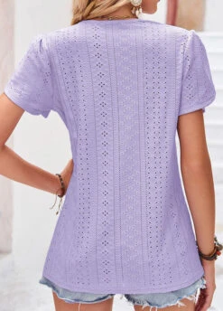 Light Purple Patchwork Short Sleeve T Shirt -UrbanLayer Store 332070 P 1681807571473