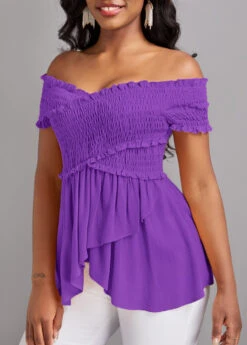 Neon Violet Smocked Short Sleeve T Shirt -UrbanLayer Store 332609 P 16836964416422