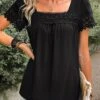 Black Lace Short Sleeve Square Neck T Shirt 2 Black Lace Short Sleeve Square Neck T Shirt -UrbanLayer Store 332645 P 16843723130860