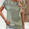 Sage Green Patchwork Short Sleeve Boat Neck Blouse 1 Sage Green Patchwork Short Sleeve Boat Neck Blouse -UrbanLayer Store 332698 P 1682415792372