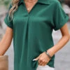 Green Short Sleeve Shirt Collar Blouse 1 Green Short Sleeve Shirt Collar Blouse -UrbanLayer Store 333050 P 16843954494540