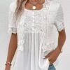 White Fake 2in1 Short Sleeve Round Neck Blouse 2 White Fake 2in1 Short Sleeve Round Neck Blouse -UrbanLayer Store 333235 P 16866408704665