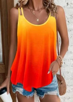 Multi Color Ombre Scoop Neck Camisole Top -UrbanLayer Store 335485 P 1690514769137