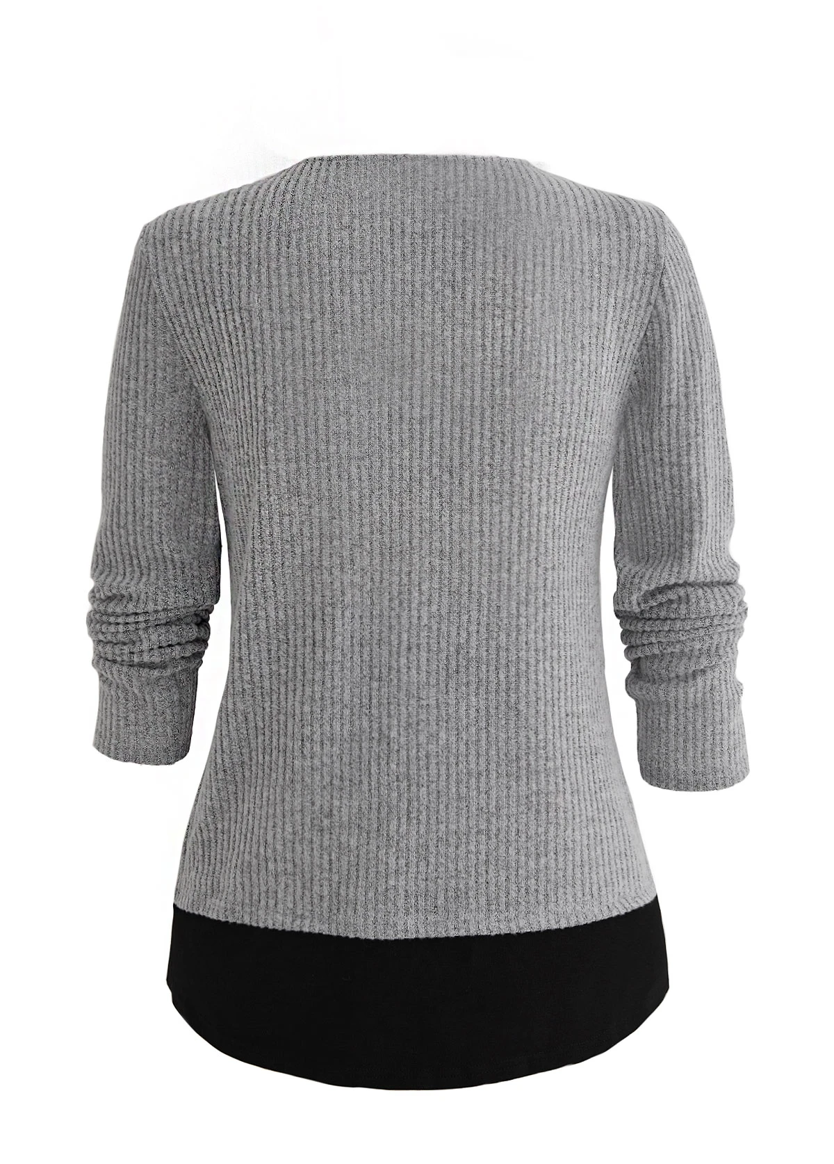 Light Grey Marl Layered Long Sleeve Blouse 8 Light Grey Marl Layered Long Sleeve Blouse - Image 6