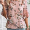 Dusty Pink Button Floral Print Blouse -UrbanLayer Store 336666 P 16880334685020