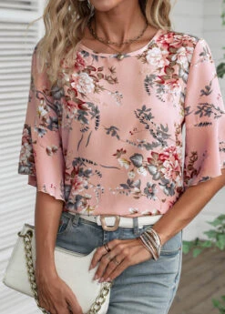 Dusty Pink Button Floral Print Blouse 12 Dusty Pink Button Floral Print Blouse -UrbanLayer Store 336666 P 16880334686524