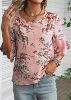 Dusty Pink Button Floral Print Blouse 11 Dusty Pink Button Floral Print Blouse -UrbanLayer Store 336666 P 16880334689123