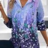 Purple Button Floral Print Long Sleeve Blouse -UrbanLayer Store 336678 P 16897679945145