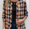 Orange Button Plaid Long Sleeve Round Neck Blouse 2 Orange Button Plaid Long Sleeve Round Neck Blouse -UrbanLayer Store 336923 P 16911475631490