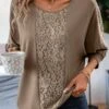 Lace Light Coffee Patchwork T Shirt -UrbanLayer Store 337003 P 16909409927740