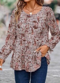 Multi Color Smocked Ditsy Floral Print Long Sleeve Blouse 13 Multi Color Smocked Ditsy Floral Print Long Sleeve Blouse -UrbanLayer Store 338258 P 16933728072545