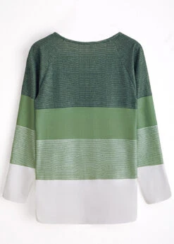 Sage Green Zipper Striped Long Sleeve T Shirt -UrbanLayer Store 338904 P 1694056266719