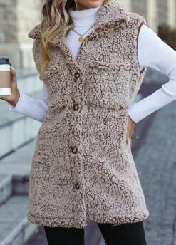 Light Camel Pocket Sleeveless Turn Down Collar Waistcoat -UrbanLayer Store 339974 P 1692758986092