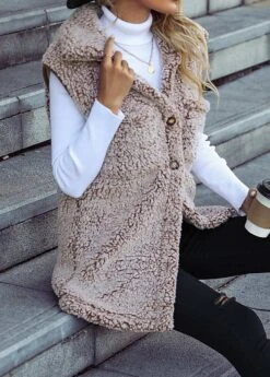 Light Camel Pocket Sleeveless Turn Down Collar Waistcoat -UrbanLayer Store 339974 P 1692758986242