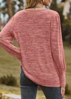 Dusty Pink Button Long Sleeve Round Neck T Shirt 8 Dusty Pink Button Long Sleeve Round Neck T Shirt -UrbanLayer Store 340853 P 1692940176454