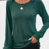 Turquoise Patchwork Long Sleeve Round Neck T Shirt -UrbanLayer Store 341967 P 16977164104753
