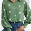 Grass Green Smocked Polka Dot Long Sleeve Blouse 2 Grass Green Smocked Polka Dot Long Sleeve Blouse -UrbanLayer Store 344133 P 16983147089710
