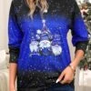 Purplish Blue Santa Claus Print Long Sleeve T Shirt -UrbanLayer Store 345115 P 16990085010080